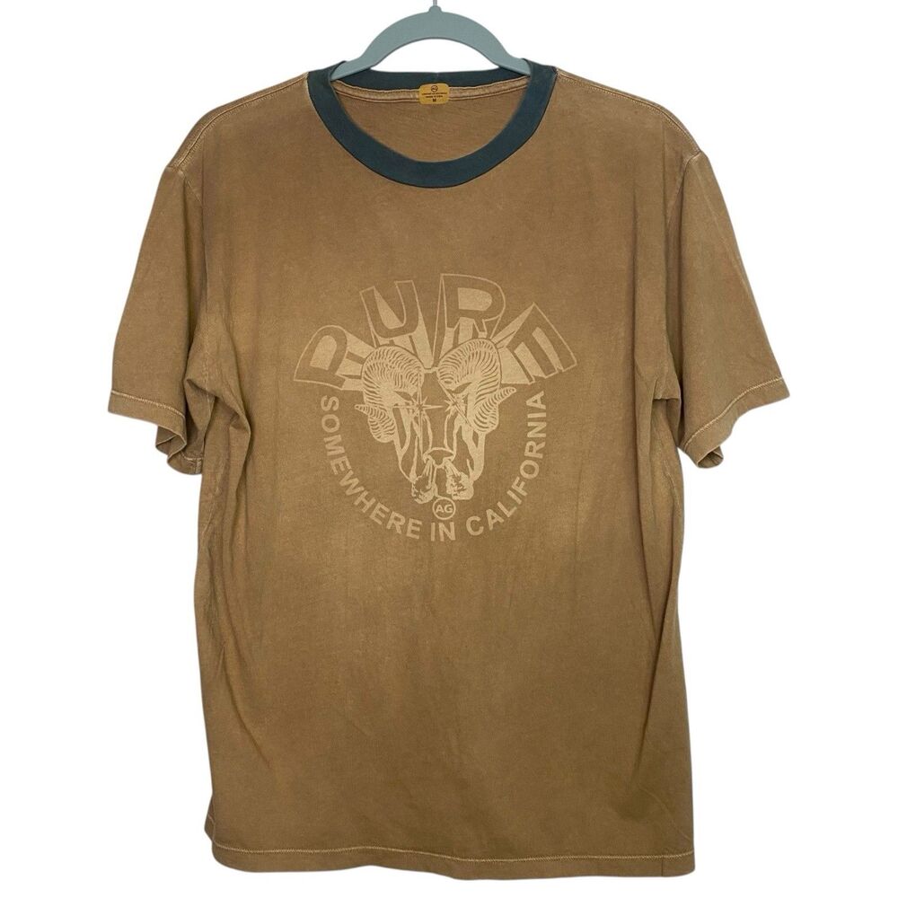 AG Adriano Goldschmied T-Shirt Medium Ram Ringer Crew Neck Tee Grunge Skater NEW